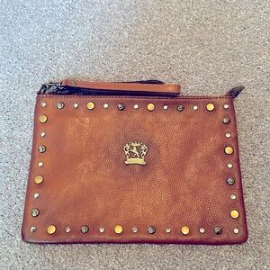 Pratesi Mahogany Leather Envelope Clutch